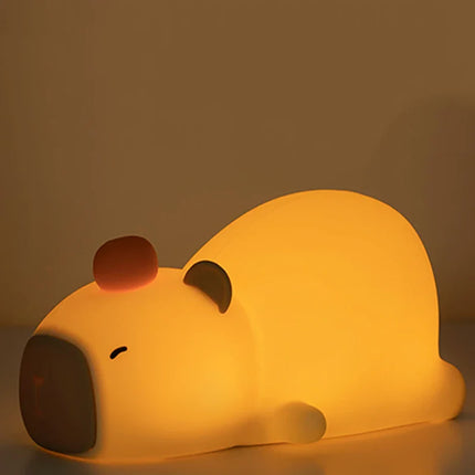 Capybara Сладка силиконова LED нощна лампа с анимационен филм USB презареждаща се димираща нощна лампа за детска стая декорация подарък за рожден ден