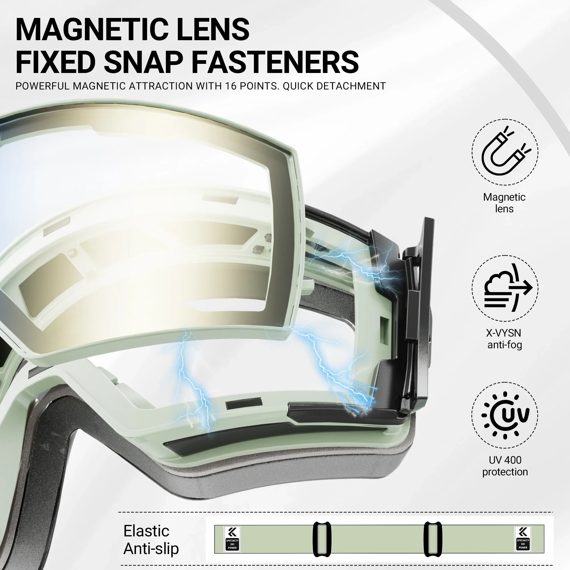 KAPVOE Фотохромни ски очила за зимни спортове за унисекс, сняг, UV400, магнитни очила против замъгляване, за сноуборд