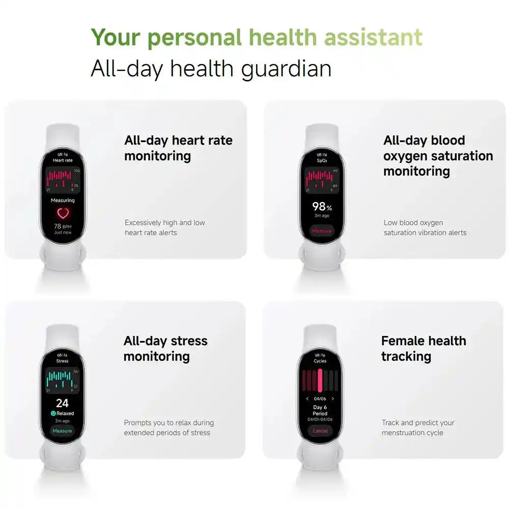 Нова смарт гривна Xiaomi Mi Band 10, 1.72'' AMOLED дисплей, мониторинг на пулса и кислорода в кръвта, 150+ спортни режима, BT5.4 смарт гривна