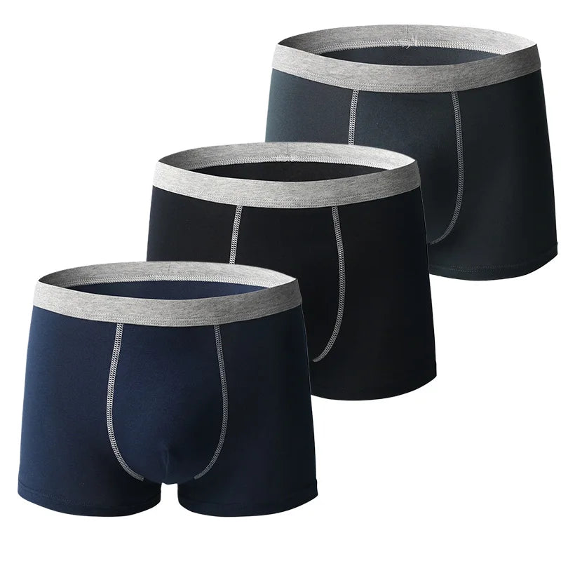 Комплект от 3 боксерки за момчета, висококачествени памучни дишащи боксерки за тийнейджъри, плътни, за зрели тийнейджъри, еластични мъжки боксерки