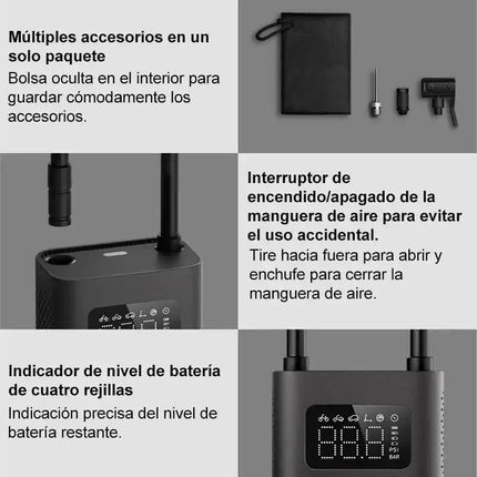 Xiaomi Mijia Преносим електрически въздушен компресор 2/2D, интелигентен цифров датчик за налягане в гумите, мултифункционална електрическа въздушна помпа 2