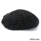8mm Curly Toupee / 130% / wave Hair Toupee|8x10|free
