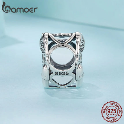 Bamoer 925 стерлингово сребро, талисман с конско сърце, мъниста за любители на домашни любимци, животни, за жени, тийнейджъри, Направи си сам, сладки семейни бижута, подарък за рожден ден на момиче