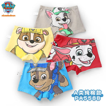 Оригинални Paw Patrol 4 бр. детско бельо за момче, плоски ъглови памучни гащички за бебе А-клас, антибактериални четириъгълни шорти