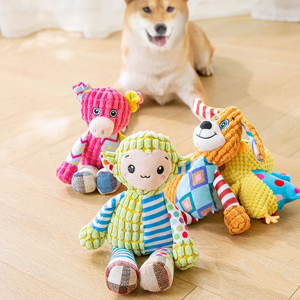 Плюшена играчка за домашни любимци, котка, куче, играчка-пъзел, сладки животни, устойчиви на ухапване, интерактивна, скърцаща, почистваща зъби за кучета, дъвчаща играчка, домашни любимци