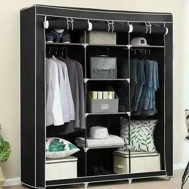 128X45X170см Гардероб за дрехи, закачалка за дрехи, сгъваем органайзер за дрехи с плат, за дрешник, преносим гардероб