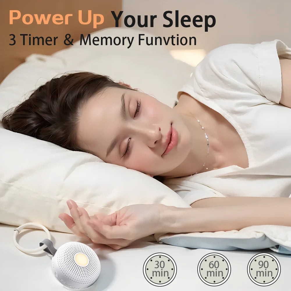 Преносима машина за бял шум за бебета с 15 успокояващи звука, интелигентна светлина за детска стая и спалня, помощ за сън, подходяща за пътуване