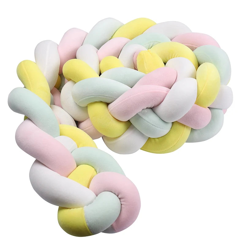 1M/2M/3M/3.6M Обиколка за детско креватче Tresse De Lit, щадяща кожата материя, декорация за бебешка стая, ръчно изработена възглавница с възли и мека подложка