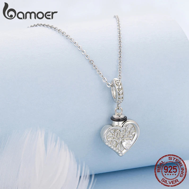 Bamoer 925 Стерлингово Сребро Дървото на Живота Висулка Пепел от Домашни Любители Мемориал Отваряеми Сърцеви Мъниста за Жени Момичета Аксесоари Направи си сам