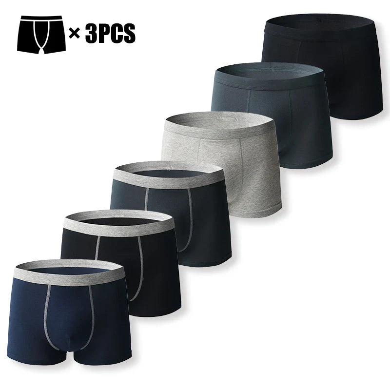 Комплект от 3 боксерки за момчета, висококачествени памучни дишащи боксерки за тийнейджъри, плътни, за зрели тийнейджъри, еластични мъжки боксерки