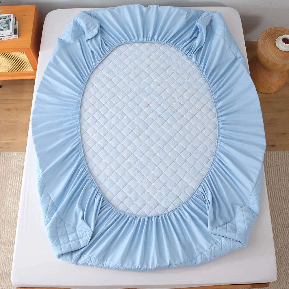 1 бр. ватиран водоустойчив чаршаф с регулируема дължина, протектор за матрак, който може да се пере в пералня, калъф за единично двойно легло