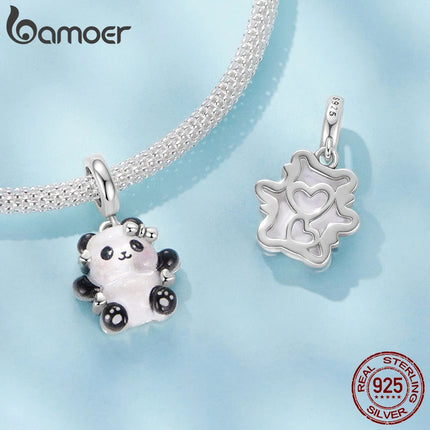 BAMOER Сребърна висулка 925 с прозрачна смола, пандант, мъниста, подходящи за оригинално колие, аксесоари за бижута "Направи си сам".