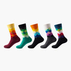 5 чифта мъжки спортни чорапи с принт, забавни, в стил Хараджуку, дамски, ежедневни, хип-хоп стил