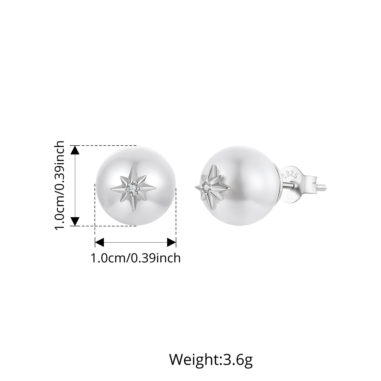 Сребърни обеци BAMOER 925 с перлени звезди, кръгли, изящни обеци за жени, елегантни, за ежедневни подаръци от 18K злато