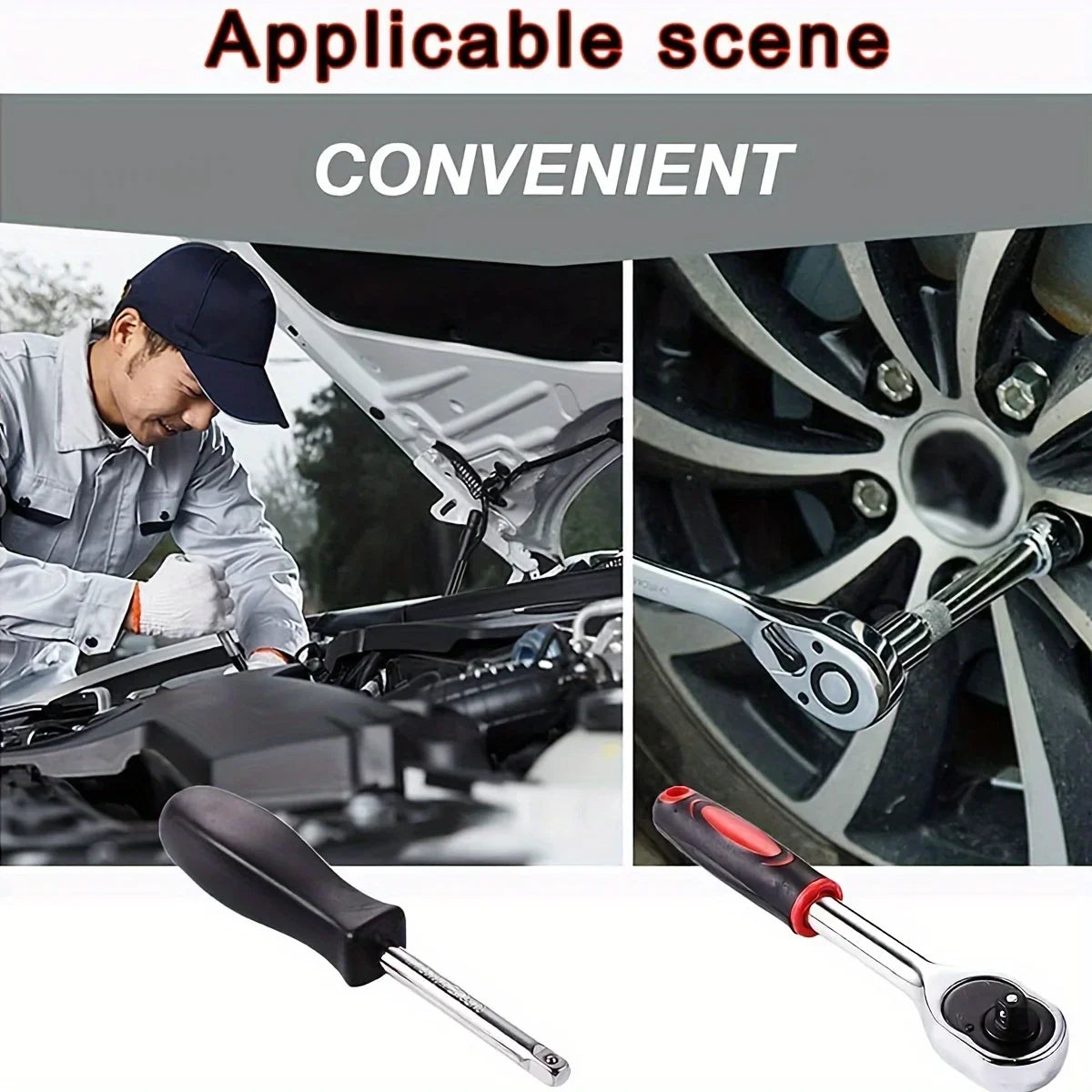 46 бр. Family Tools Комплект инструменти за механик 1/4 за авторемонт с вложки Метричен шестостенен комплект вложки, инчов тресчотка