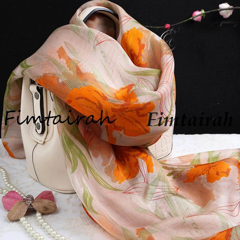 Fimtairah мек 100% копринен шал за жени с щампа Hangzhou 100% копринен шал дълъг шал пролет есен зима лято копринен шал