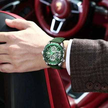 POEDAGAR LED луксозен мъжки часовник светещ седмичен дата двоен дисплей за време дигитален мъжки часовник будилник електронни мъжки кварцови часовници Reloj