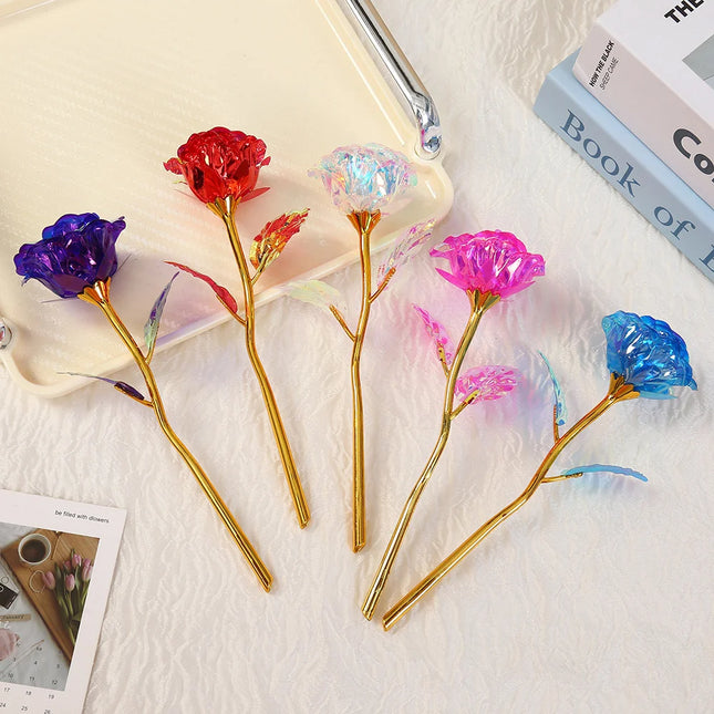 18 см 24k Златна роза цвете подарък за Свети Валентин изкуствени рози фолио розови цветя парти сватба украса празничен подарък