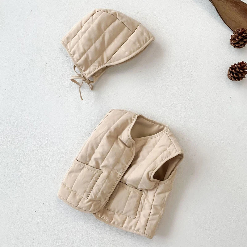 Корейски бебешки жилетки, комплект шапки, есенно-пролетни детски жилетки за момичета и момчета, якета за деца, връхни дрехи, палта, дрехи за малки деца