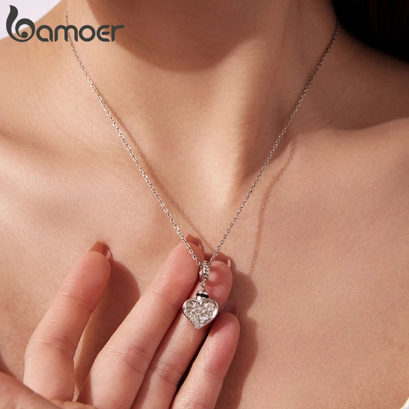 Bamoer 925 Стерлингово Сребро Дървото на Живота Висулка Пепел от Домашни Любители Мемориал Отваряеми Сърцеви Мъниста за Жени Момичета Аксесоари Направи си сам