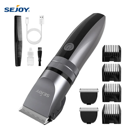 Електрическа машинка за подстригване Sejoy за мъже, професионален комплект, USB акумулаторна мъжка бръснарска машинка за подстригване на коса, тример за брада за мъже и деца