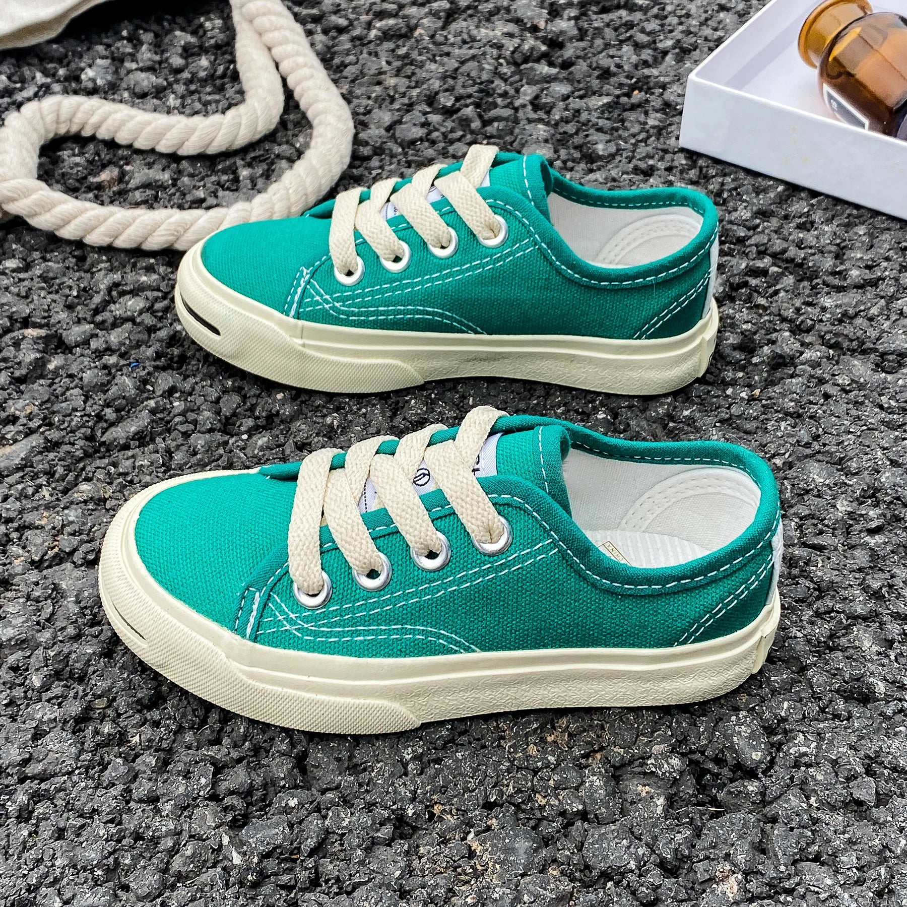 8037 Ниски, едноцветни детски платнени обувки с връзки, дишащи, за момчета и момичета, платнени обувки, удобни