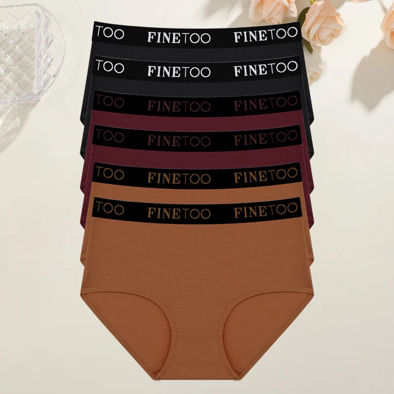 6 броя дамско памучно бельо с висока талия, секси дишащи бикини с колан и букви, големи размери, удобни бикини, еластично бельо, размер S-XXL