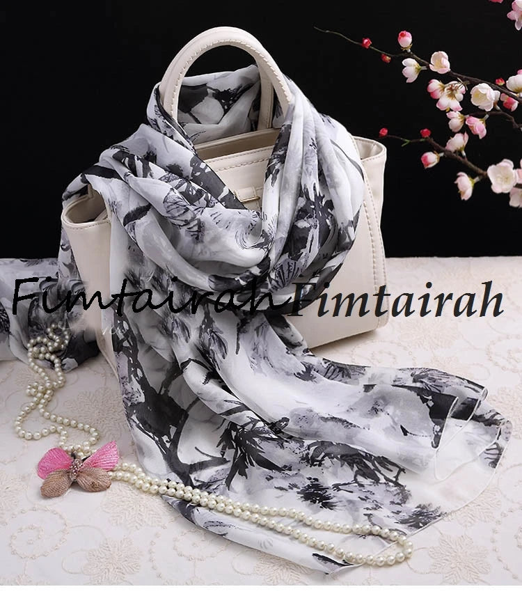 Fimtairah мек 100% копринен шал за жени с щампа Hangzhou 100% копринен шал дълъг шал пролет есен зима лято копринен шал