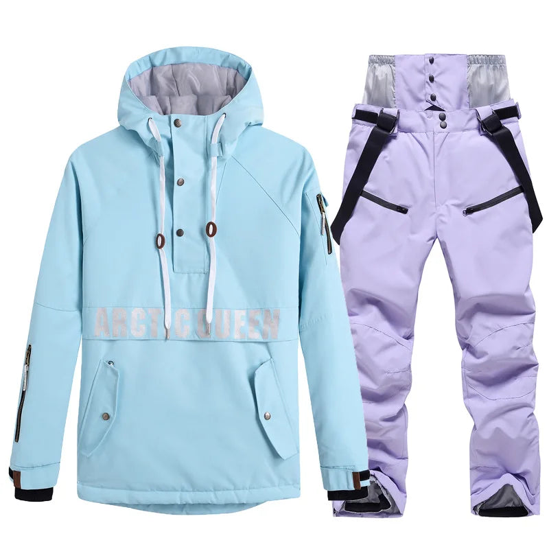 Комплекти ски костюми за мъже и жени, водоустойчиви, снежен костюм, комплект ски яке и панталон, облекло за дейности на открито, сноуборд, гащеризон