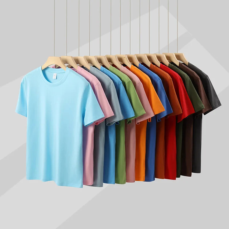 Лятна тениска за жени, памучна 2026, плътна, широка тениска, ежедневни корейски топове, плетена тениска с къс ръкав и о-образно деколте, дамски топ тениски