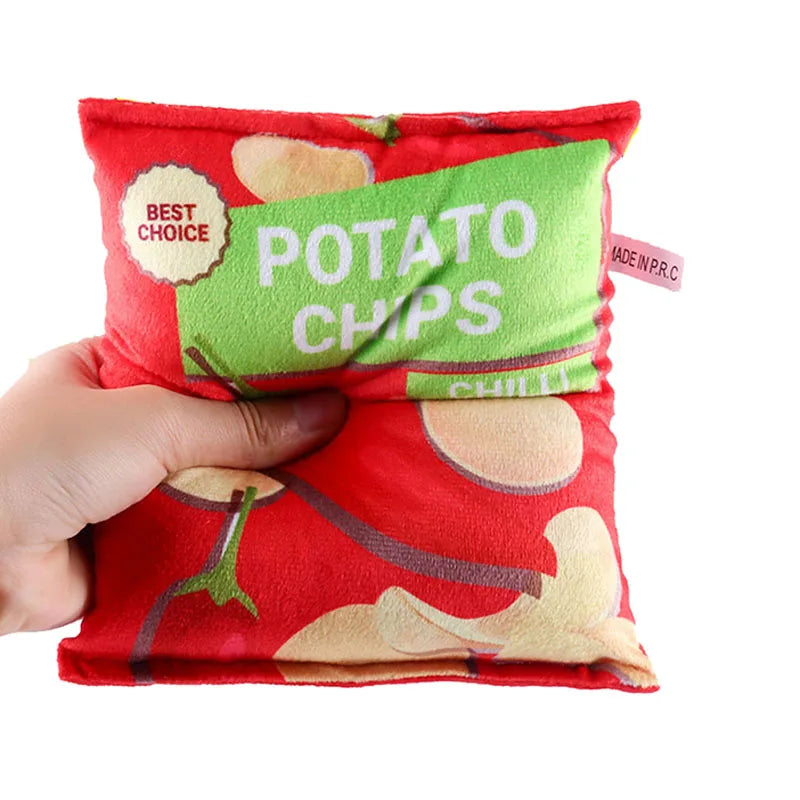 Забавни играчки за кучета, чипс, плюшени пълнители за домашни любимци, скърцащи, дъвчащи играчки, устойчиви на ухапване, звучащи хартиени играчки за малки и средни домашни любимци, консумативи