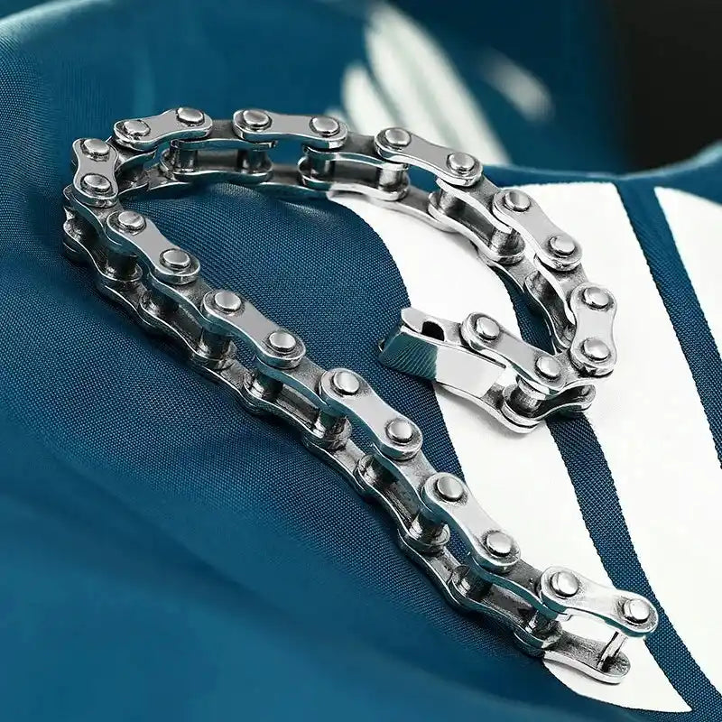 100% S925 стерлингово сребро Пънк гривна с велосипедна верижка Пънк S925 сребърни бижута сертифицирани никога не избледняват мъжки бижута подаръци