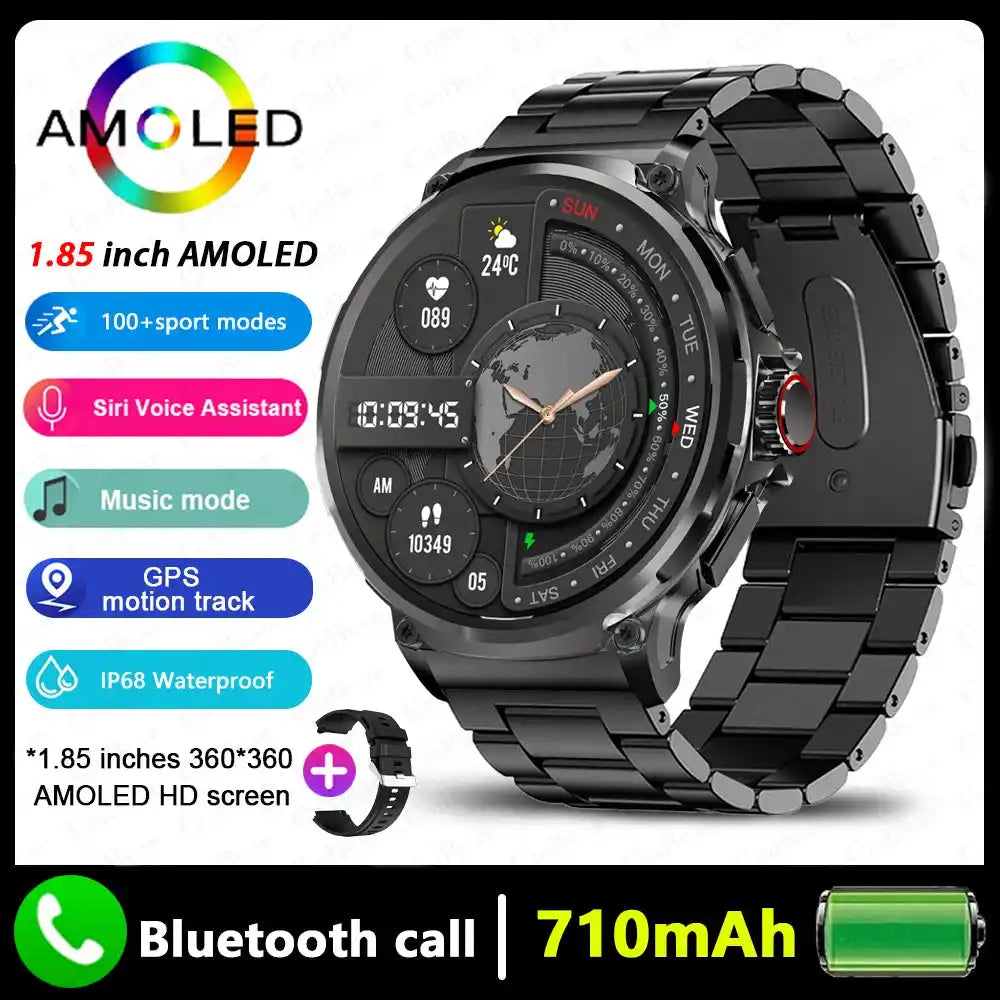2026 Нов GPS Track Smart Watch за мъже 1.85-инчов HD AMOLED екран 710 Mah батерия Спорт Bluetooth Call Smartwatch за Android IOS