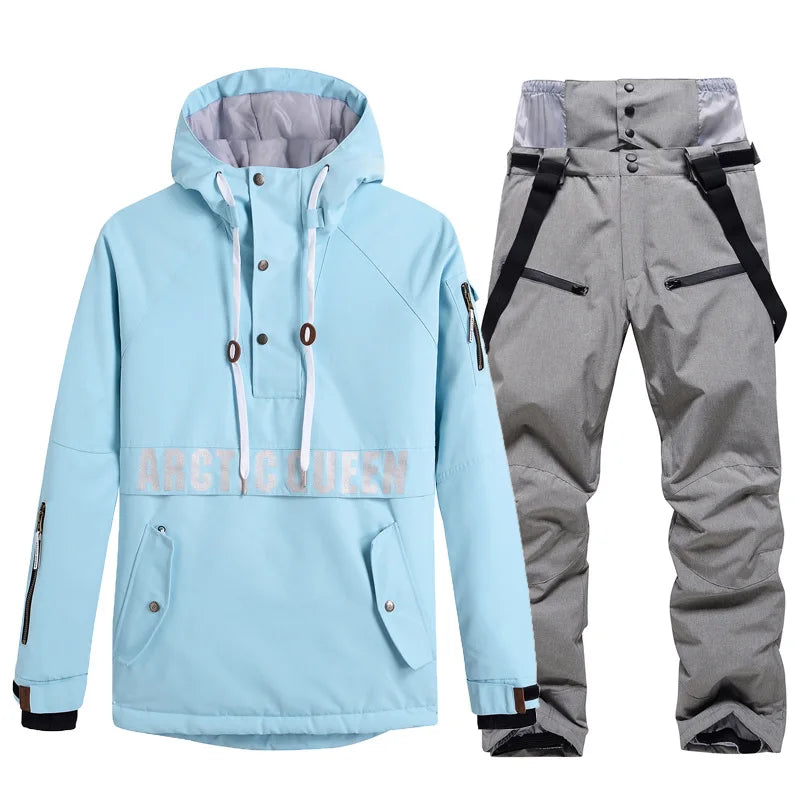 Комплекти ски костюми за мъже и жени, водоустойчиви, снежен костюм, комплект ски яке и панталон, облекло за дейности на открито, сноуборд, гащеризон