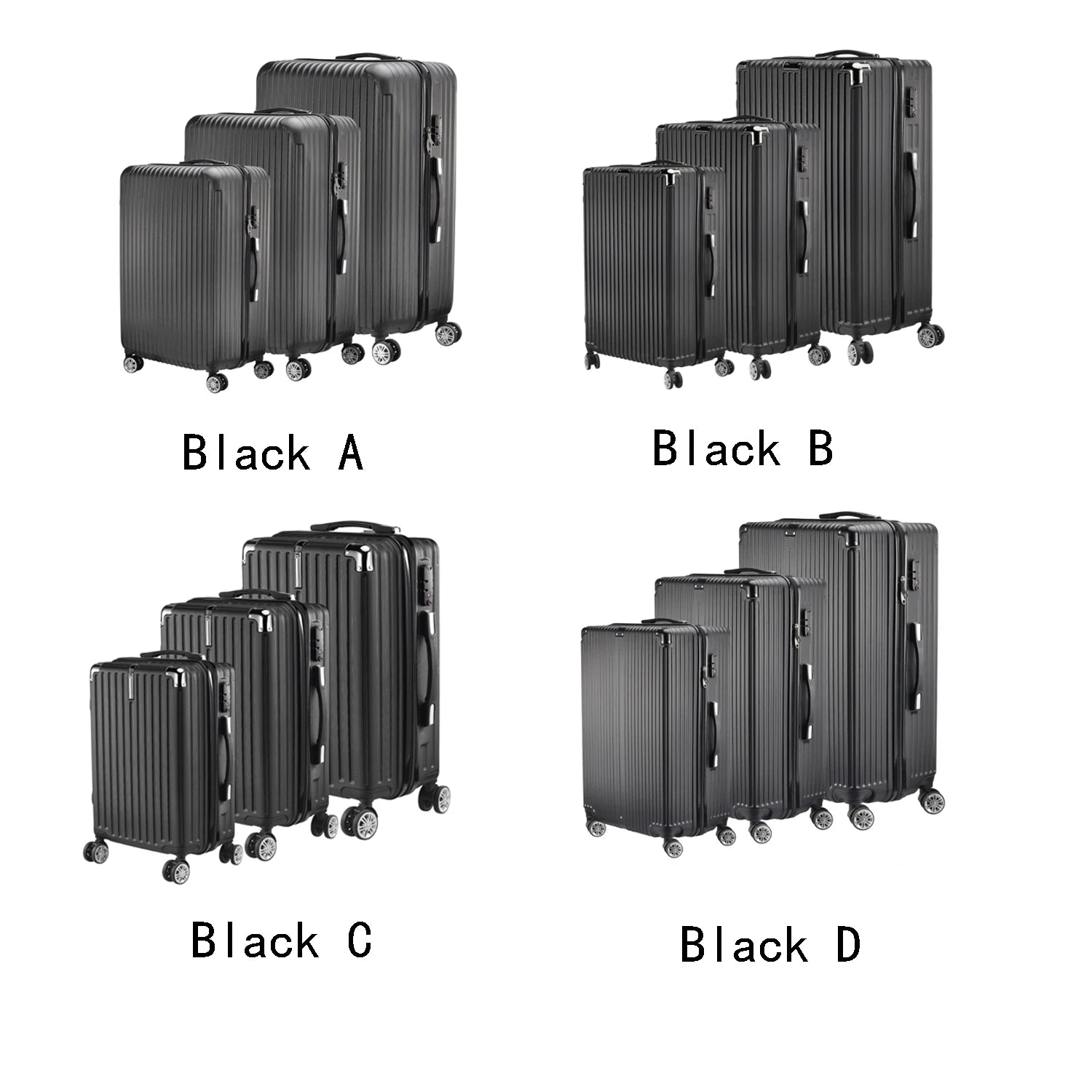 ROSAHQNDA Комплект багаж от 3 части, Универсални безшумни колела, с комбинирана ключалка, Комплект пътни багажи 20/24/28 инча, Пътни багажи