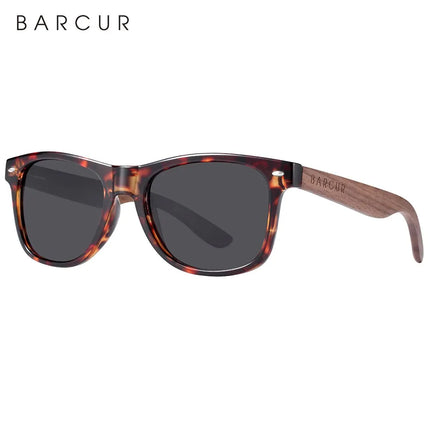 Мъжки слънчеви очила BARCUR Natural Wooden поляризирани, черно орехово, UV400 защита