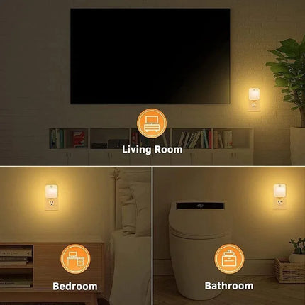 LED нощни лампи със сензор за движение, EU щепсел, димируема светлина за шкаф за бебешко легло, спалня, коридор, безжична нощна лампа