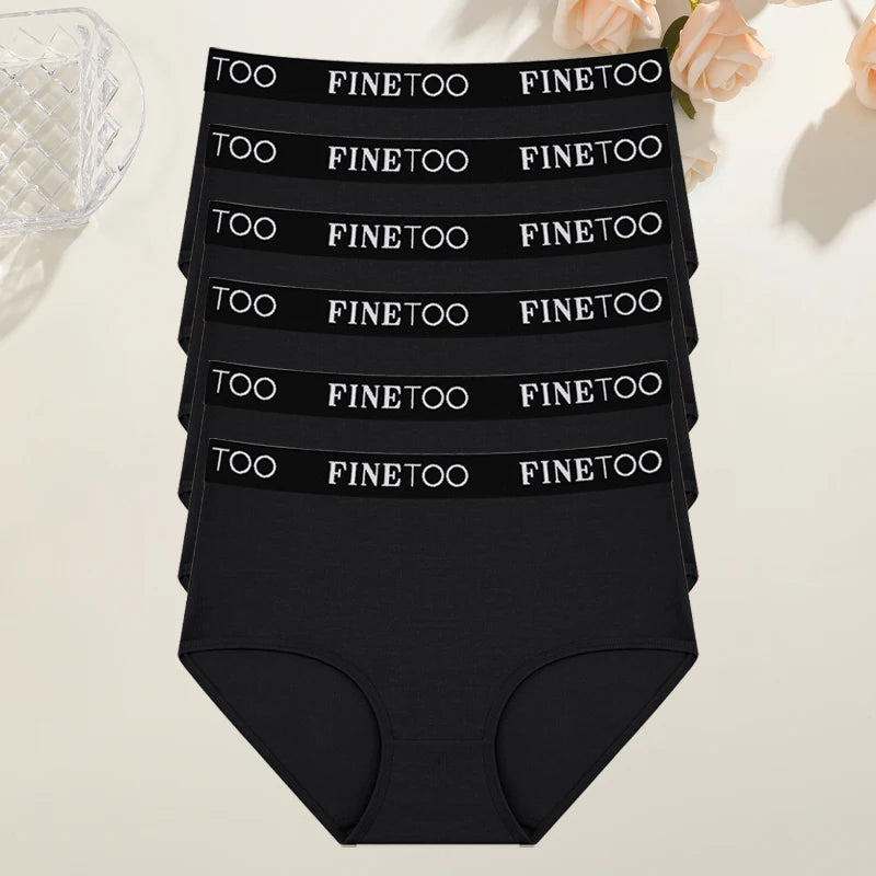 6 броя дамско памучно бельо с висока талия, секси дишащи бикини с колан и букви, големи размери, удобни бикини, еластично бельо, размер S-XXL