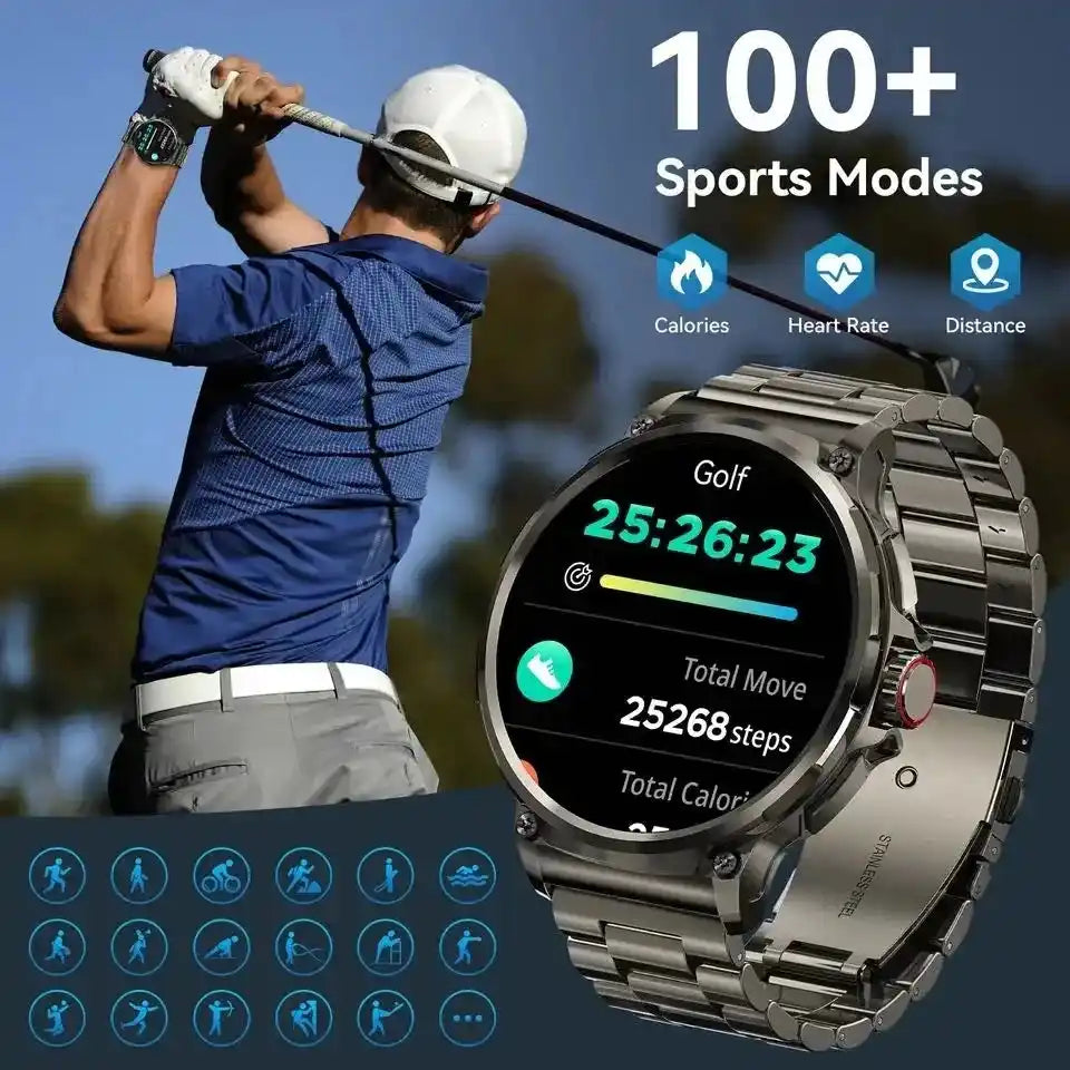 2026 Нов GPS Track Smart Watch за мъже 1.85-инчов HD AMOLED екран 710 Mah батерия Спорт Bluetooth Call Smartwatch за Android IOS