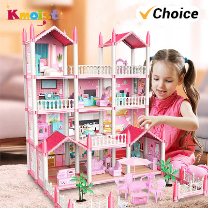 3D Направи си сам, замък на мечтите, къща за кукли, комплект играчки за момиче, семейна играчка, детска музикална къща за кукли, сглобяема вила
