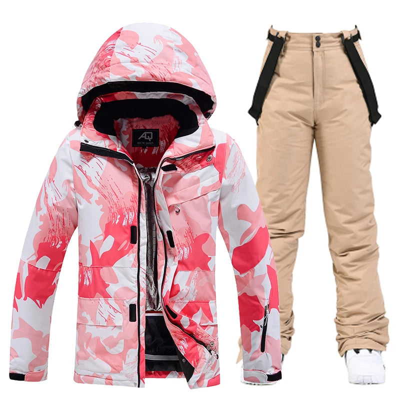Модни, Дамски, Водоустойчиви комплекти за сняг, Облекло за сноуборд, Ски костюми, Зимно облекло, Яке, Панталон с презрамки, За момичета