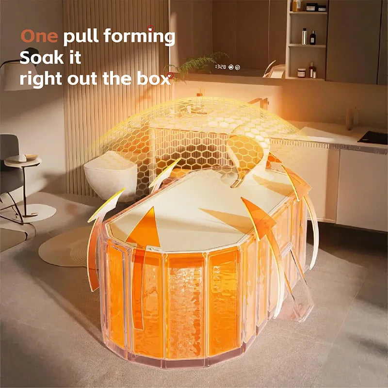 1,5 м Голяма двойна сгъваема вана Мобилна вана за възрастни Сгъваема вана Спа/Двойна душ кабина (150 × 55 × 50 см)