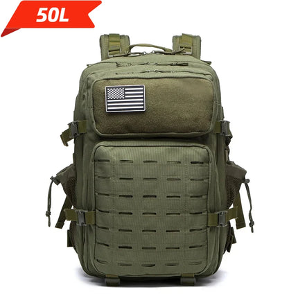 25L/50L Тактическа раница, ловна MOLLE раница, фитнес зала за мъже, EDC раница за туризъм на открито, вещица с 2 държача за бутилки