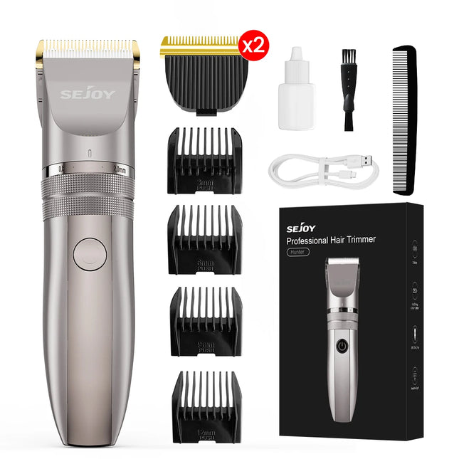 Електрическа машинка за подстригване Sejoy за мъже, професионален комплект, USB акумулаторна мъжка бръснарска машинка за подстригване на коса, тример за брада за мъже и деца