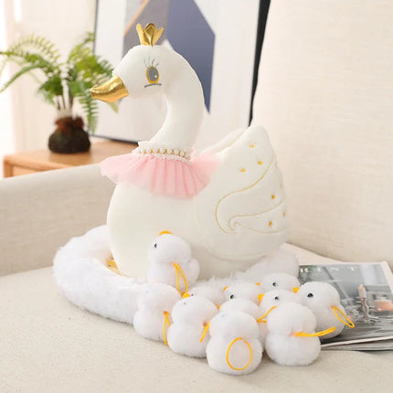 1 комплект Kawaii Chick Family Плюшени играчки Пиле Майка Пиле Бебе Плюшени кукли Симулация Кокошка с гнездо Плюшени животни Детски подаръци