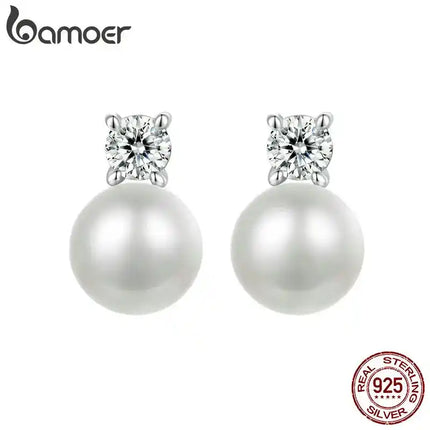Сребърни обеци BAMOER от сладководна перла Moissanite 925, VVS1, създадени в лаборатория, с диаманти, елегантни дамски подаръци