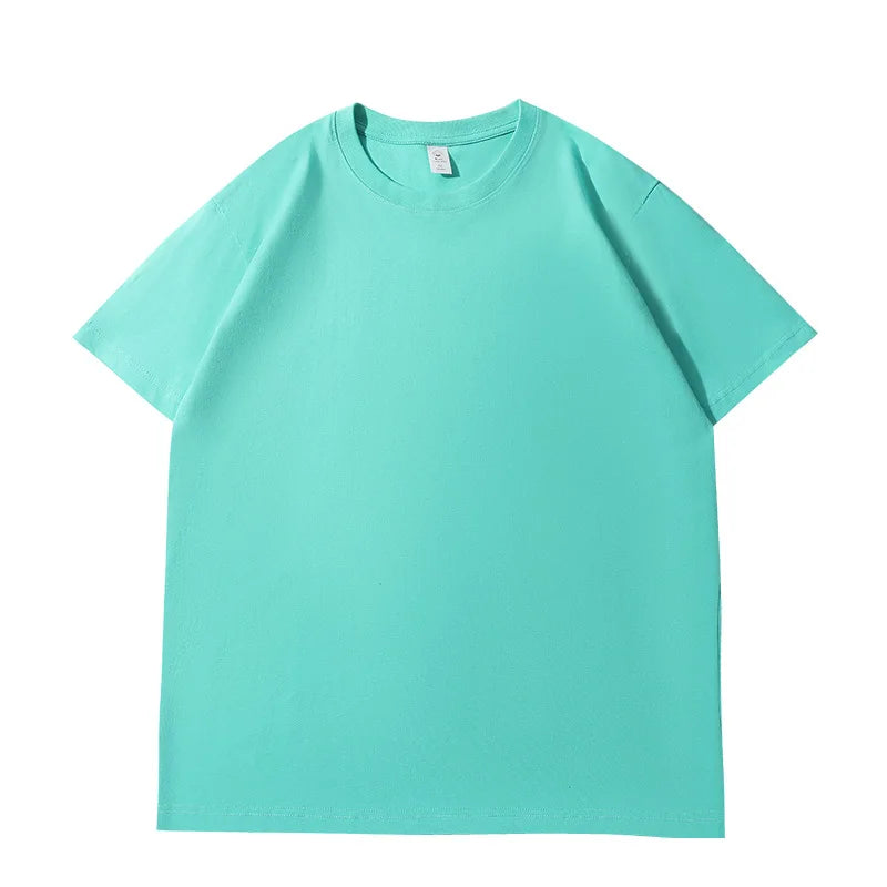 Лятна тениска за жени, памучна 2026, плътна, широка тениска, ежедневни корейски топове, плетена тениска с къс ръкав и о-образно деколте, дамски топ тениски