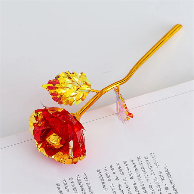18 см 24k Златна роза цвете подарък за Свети Валентин изкуствени рози фолио розови цветя парти сватба украса празничен подарък