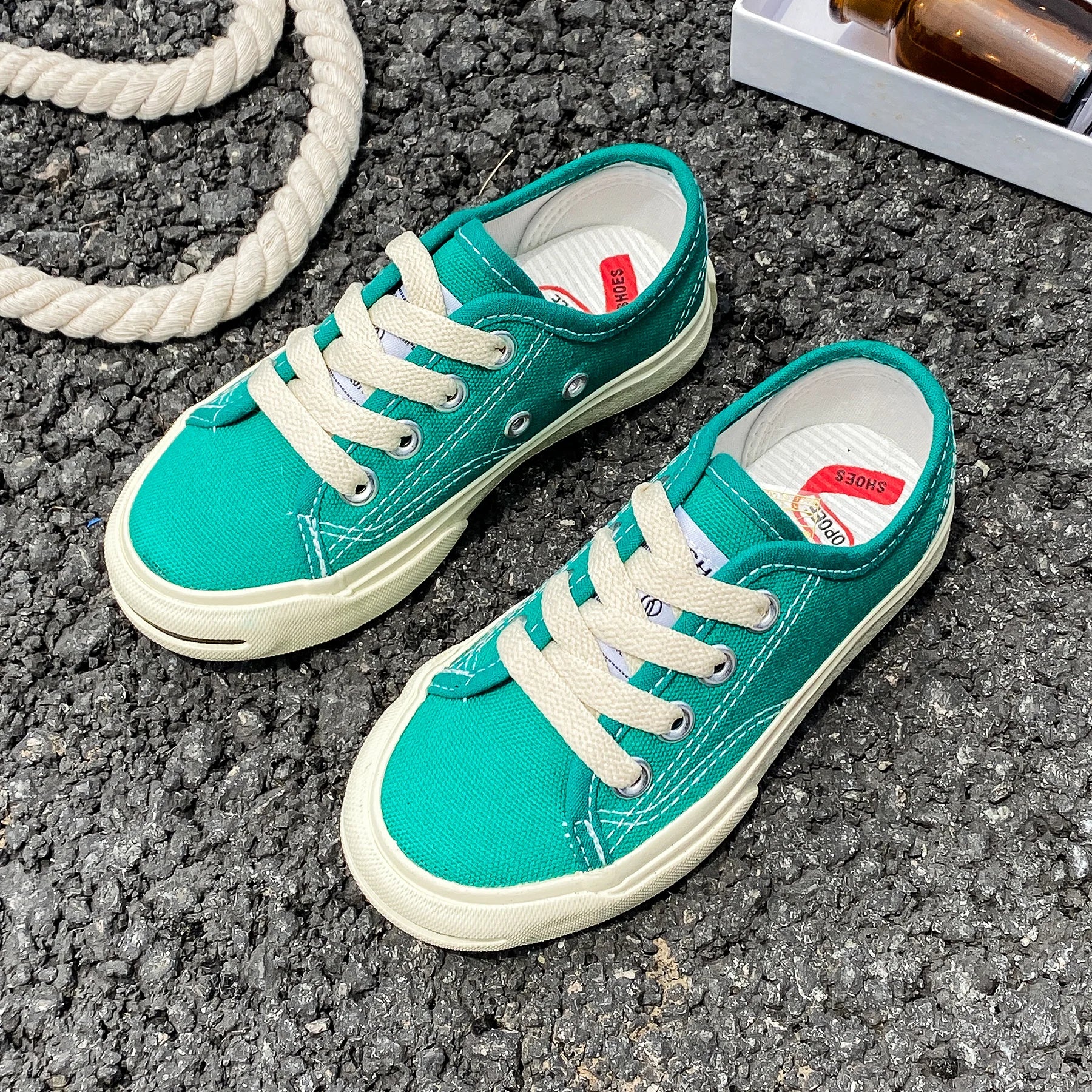 8037 Ниски, едноцветни детски платнени обувки с връзки, дишащи, за момчета и момичета, платнени обувки, удобни