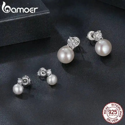 Сребърни обеци BAMOER от сладководна перла Moissanite 925, VVS1, създадени в лаборатория, с диаманти, елегантни дамски подаръци
